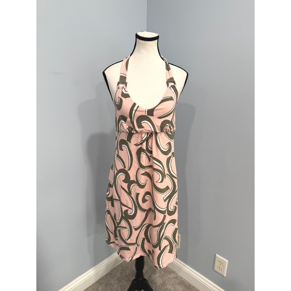 Tommy Bahama Pink Abstract Swirl Halter Dress Medium Supima Cotton Blend
